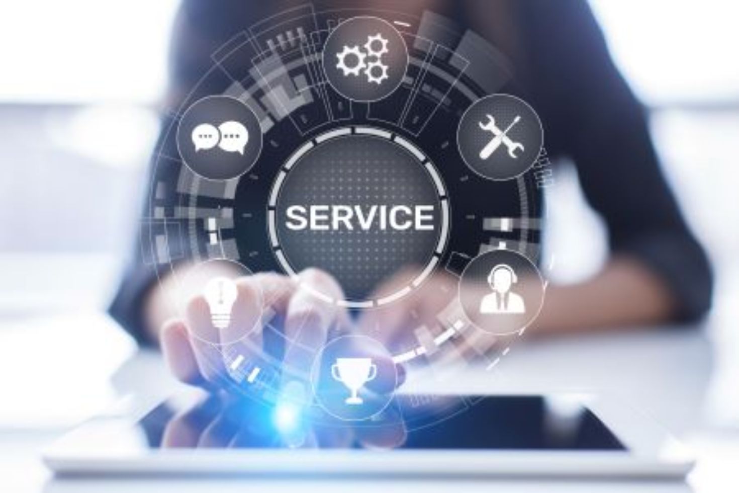 Service-Unterstützung durchTaste auf dem virtuellen Bildschirm.