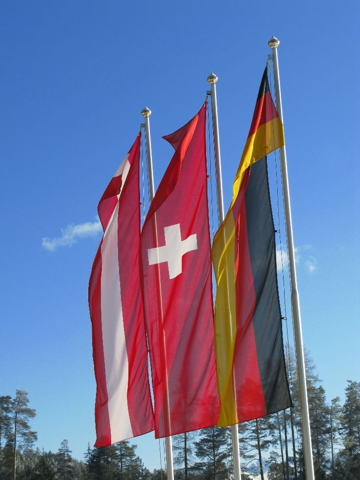 3 Flaggen, Österreich, Deutschland Schweiz