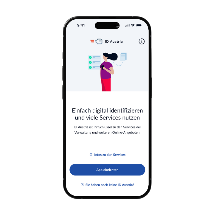 Mockup der ID Austria mit Möglichkeit die App einzurichten © BKA