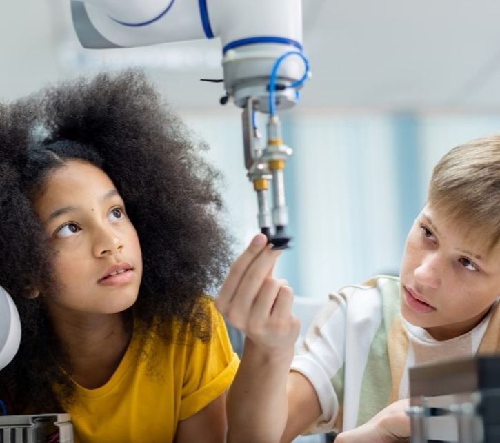 Kinder sehen sich einen Roboterarm an © 1512870836 - Adobe Stock BESTIMAGE