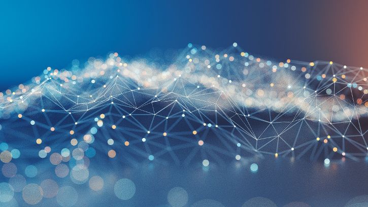 Vernetzung der Digital Innovation Hubs grafisch mit Punkten dargestellt. © Bild BMWET/DIH