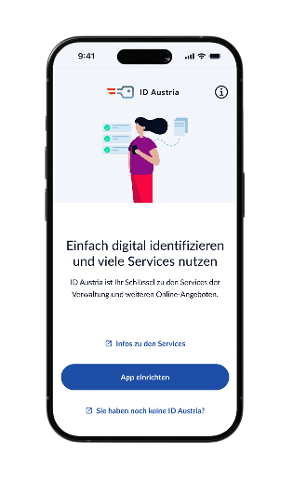 BKA-app id austria-mockup-home unangemeldet. Nutzung nur in Zusammenhang mit Kommunikationsmaßnahmen für ID Austria und die dazugehörige App ID Austria.