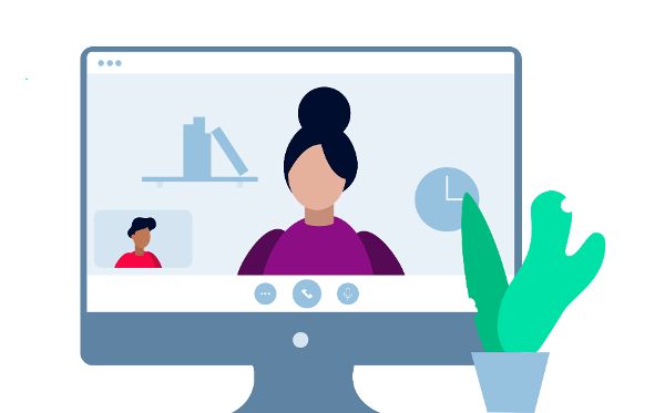Illustration von zwei Personen in einem online Meeting ©  Digital Austria 