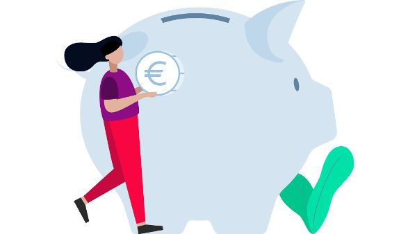 Illustration von Frau vor einem Sparschwein ©  Digital Austria 