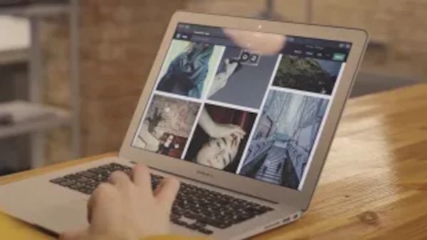 Bild zeigt geöffneten Laptop mit Bilddateien angezeigt.