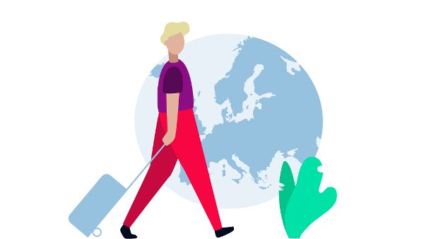 Illustration eines Mannes mit einem Koffer in der Hand © Moodley  - Moodley 