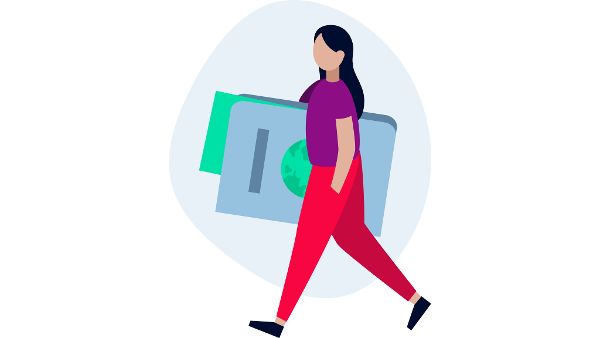 Illustration einer Frau mit einem Pass in der Hand © Moodley  - Moodley 