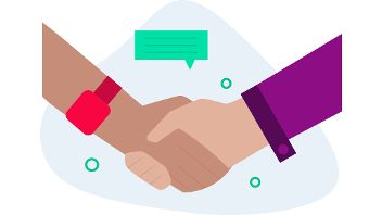 Illustrationen von zwei Personen, die sich gerade die Hand geben © Moodley  - Moodley 