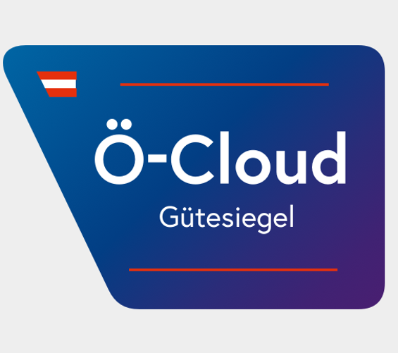 Das Bild zeigt das Ö-Cloud Gütesiegel vor einem weißen Hintergrund.